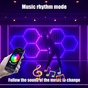 Lampes LED hexagonales RGB 5 pour <span class=keywords><strong>garage</strong></span>/mur, 358 types de changements de couleurs, intensité réglable, vitesse réglable, lumières DIY <span class=keywords><strong>à</strong></span> changement de couleur - Product Image 6