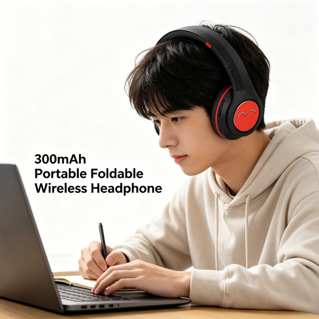 Customized 300mAh Ultra-Long Battery Foldable Ear-Hook Wireless Headphone 40mm Driver