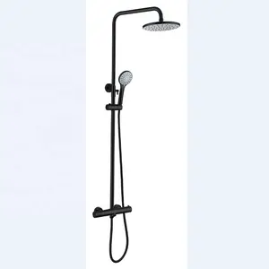 Wand Mengkraan Zwart 3 Weg Thermostatische Douche Black Wall Mounted Met Rain Fall Douchekop