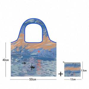 Bolsa de Compras Personalizable, Ecológica, Grande, Ligera, Plegable, Impermeable, de Poliéster con Cierre de Cremallera, Moderna - Product Image 2