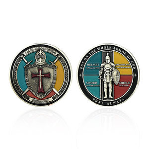 Medalla Conmemorativa de Aleación de Zinc con Relieve 3D de Armadura de <span class=keywords><strong>Dios</strong></span>, Estampado Religioso de Doble Cara, Regalo Coleccionable - Product Image 6