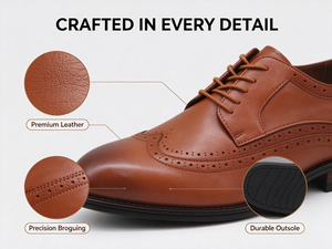 Chaussures habillées Richelieu à bout ailé pour hommes en cuir premium, à lacets, style Oxford, talon bas, pour affaires et mariages – Disponible dès maintenant - Product Image 2