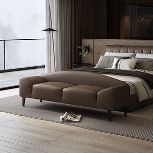 Luxury High-End <strong>Leather</strong> Bed Stool &amp; Bench Modern Minimalist Bedroom Ottoman for Clothes <strong>Storage</strong> - Product Image 2