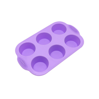 Moule en silicone à 6 cavités pour la cuisson des gâteaux, moule rond pour muffins, résistant aux hautes températures, moule à gâteau DIY, outil de pâtisserie pour la cuisine