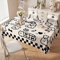 Nappe de banquet en coton et lin épais, imperméable, anti-éclaboussures, lavable, motif dessin animé minimaliste uni, style thé frais et léger
