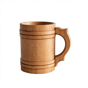 Taza de Madera de Estilo Clásico con Asa, Reutilizable, para Uso Doméstico, Diseño Minimalista, Grabado Personalizado, Coleccionable, para Cerveza - Product Image 1