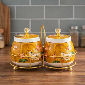 Round metal Food <b>Storage</b> <b>Containers</b> With Floral Design Airtight Lids <b>For</b> <b>Kitchen</b> Use - Product Image 5