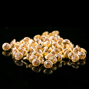 Piedras de imitación redondas con borde dorado, 16 facetas, para coser, parte trasera plana, sueltas, para bolsos, zapatos, ropa, accesorios de joyería. - Product Image 3