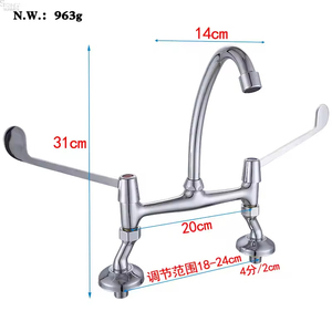 <span class=keywords><strong>Robinet</strong></span> de lavabo à <span class=keywords><strong>coude</strong></span> pour hôpital, à montage sur pont, 8 pouces, avec deux poignées, finition chromée, installation à 2 trous, construction en laiton - Product Image 6