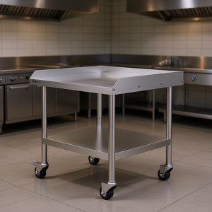 Mesa de Trabajo de Acero Inoxidable DB Wholesale, 24 x 28 x 30 Pulgadas, 4 Ruedas, para Preparación de Alimentos, Comercial - Product Image 2