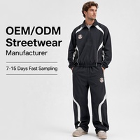 Ensemble survêtement Benta Shangpin personnalisé avec logo, veste coupe-vent réfléchissante en nylon tissé zippée et pantalon de jogging ample