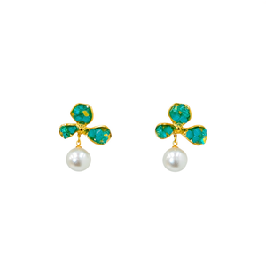 Pendientes de Cristal con Baño de Oro PVD, Acero Inoxidable 316L, Diseño de Perla Colgante, Sostenibles y Resistentes - Product Image 2