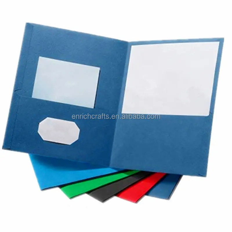 Cartelle di File tascabili con formato lettera personalizzato presentazione di File di carta da stampa con Logo personalizzato A4 cartella a due tasche con Slot per biglietti da visita