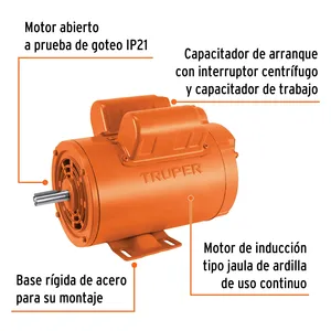 Truper 2 HP Motor eléctrico asíncrono monofásico 1500RPM Velocidad nominal 2800RPM Velocidad 5KW Potencia nominal cerrada para bomba - Product Image 3
