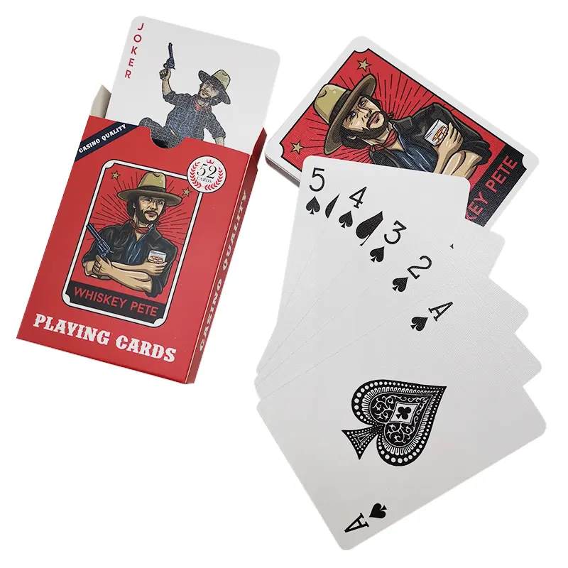 사용자 정의 원래 디자인 스타일 놀이 카드 고품질 미국 서쪽 카우보이 종이 놀이 카드 도박 카드 게임 성적