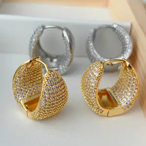 popular design micro pave hoop earrings fashion jewelry