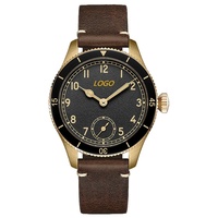 Montre à quartz avec boîtier en acier inoxydable personnalisé, logo personnalisé, analogique, cristal saphir acrylique, résistance à l'eau 5 BAR, style militaire vintage pour homme