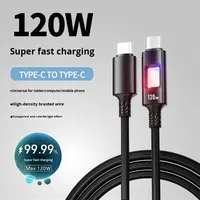 Câble de charge rapide double Type-C 5A avec gaine en TPE pour téléphones mobiles Oppo/Vivo/Apple/Huawei, écouteurs et tablettes