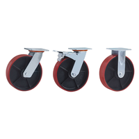 4 5 6 8 pouces Roulette de chariot à noyau en fonte Pu rouge 230mm Roues industrielles à usage intensif Roulette à capacité de charge élevée