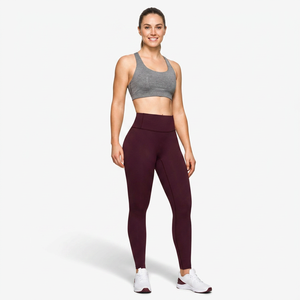 Women's Custom Mid Waist Burgundy Compression Sport Leggings <b>Tummy</b> <b>Control</b> Butt Lifting Lightweight Breathable Eco-Friendly - Product Image 1