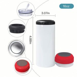 Gobelet musical intelligent sans fil en acier inoxydable de 16 oz avec haut-parleur, sublimation, 4-en-1, refroidisseur et 2 couvercles - Product Image 2