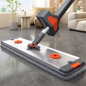 Aluminum Alloy Flat Mop With Microfiber Head Rectangular Hook And Loop Fastener For Home Wet Dry Cleaning - Product Image 1