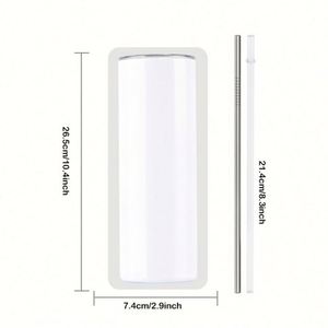 Vasos térmicos de acero inoxidable de 20 oz del almacén de EE. UU., delgados, en blanco para sublimación, con pajita y tapas - Product Image 4