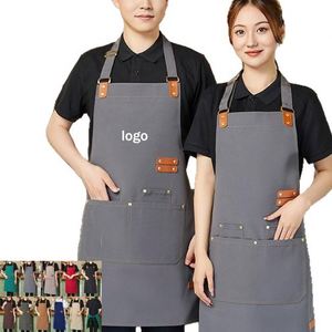 ผ้ากันเปื้อนงานพิมพ์โลโก้กันน้ำ กันน้ำมัน สำหรับงานจัดเลี้ยง ผ้าแคนวาส แบบผูกคอ สินค้ามาใหม่ สำหรับใช้ในบ้าน ปรับแต่งได้ - Product Image 1