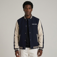 Veste universitaire rouge et crème pour homme avec fermeture boutonnée, style preppy, vêtement d'automne