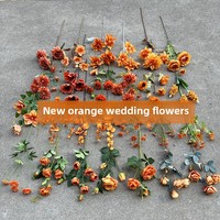Fleurs artificielles orange de haute qualité en gros pour la décoration de mariage et de la maison