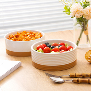 Bols en céramique de Chaozhou, design rayé, 6,5 pouces, pour servir des salades et des yaourts à la maison - Product Image 2