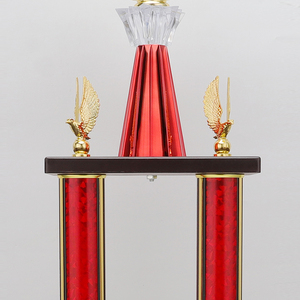 カスタムプラスチック2柱ビッグトロフィー木製ベースアワードカップスポーツ大会EZ06 - Product Image 3