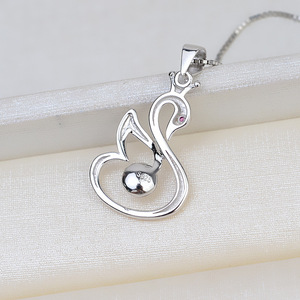 Pendentif en argent S925 en forme de cygne avec support vide pour perle de 8-9 mm, accessoire semi-bijou personnalisé pour cheveux pour femme - Product Image 3