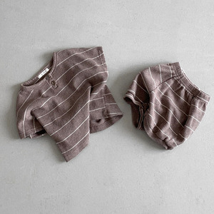 Conjunto de Dos Piezas para Bebé Niño, Estilo Casual Occidental, Traje a Rayas, Camiseta de Manga Corta y Pantalones Cortos de Algodón para Verano - Product Image 4