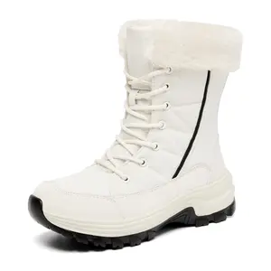 Atacado de alta qualidade impermeável senhoras botas de Inverno Senhoras quente mid-bezerro Botas de neve Senhoras lace-up botas de neve Inverno mulheres