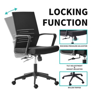เก้าอี้สำนักงานผ้าสีดำพนักพิงกลาง รุ่นทันสมัย ราคาโรงงาน - Product Image 5