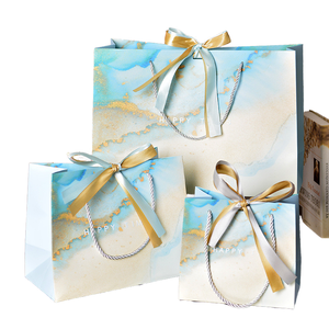 Luxury Gift Paper <b>Bags</b> with Ribbon Handles Marble Design Premium Recyclable Shopping Packaging <b>Bags</b> for Weddings Birthdays Gift - Product Image 1