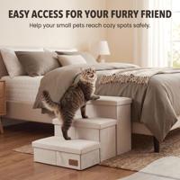 Escalier pliable avec rangement pour chiens et chats de petite/moyenne/grande taille, lit/canapé/rampe de voiture pliables, rampe pour chien robuste à 3 marches plus large