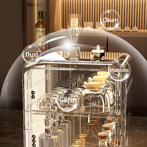 Vente chaude plateau de tasse triangulaire multicouche support de stockage de comptoir en <span class=keywords><strong>plastique</strong></span> Transparent boîte de rangement de tasse de thé à trois couches succincte - Product Image 4