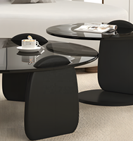 Ensemble de table basse ronde en verre trempé minimaliste moderne, design personnalisable respectueux de l'environnement pour petit salon