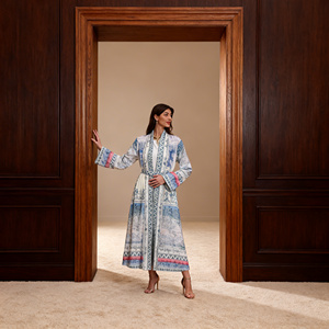 Abaya Elegante de Poliéster Premium con Pedrería Termoadhesiva para Mujeres Musulmanas, Vestido de Fiesta Personalizado al por Mayor - Product Image 2