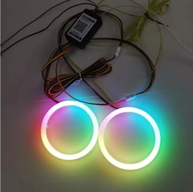 APP Magic Color COB Angel Eyes pour voiture avec couvercle Halo Rings Cotton Lights For LED Car Motorcycle Headlights Fog Lamps 60 70 80