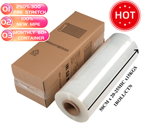 Papel de envoltura de paleta de polietileno automático, 100% MPE, película elástica para máquina - Product Image 2