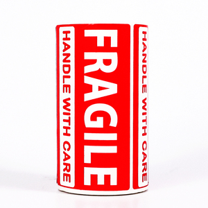 Roll Large Adhesive Sticker Custom Box Packaging <strong>Labels</strong>,Red Warning Glass Shipping <strong>Label</strong> Handle <strong>Care</strong> Fragile Stickers - Product Image 2