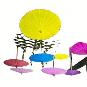 Vintage Chinese Folk Art Oil Paper Umbrella <b>Bamboo</b> Handle Wedding Decor Photo Parasol Dance Props 84cm Diameter - Product Image 1