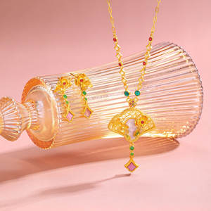 Ensemble de bijoux floraux classiques en forme d'éventail Parure de bijoux de marque Conception et fabrication Parure de bijoux de luxe Conception et production - Product Image 2