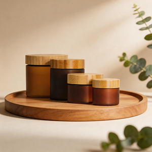 Muestra Ecológica - Frascos de Crema Cosmética Mate Rosa Verde con Tapa de Bambú para Baño, Dormitorio, Regalo, Uso Cosmético - Product Image 6