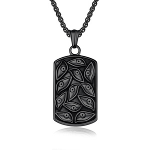 Collier œil de Dieu rétro unique pour homme, style punk de niche, pendentif œil de démon sombre en acier titane, personnalisable. - Product Image 5