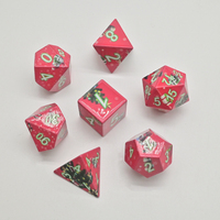Ensemble de dés à impression intégrale Surprise, 7 dés polyédriques bleus artistiques, accessoires de jeu Dragon et Dungeon pour les fans de D&D