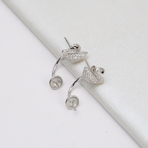 S925 <b>Silver</b> <b>Chain</b> Smooth Diamond <b>Earrings</b> Personalized Necklace Pearl DIY Accessories Empty <b>Silver</b> Jewelry Findings Components - Product Image 4